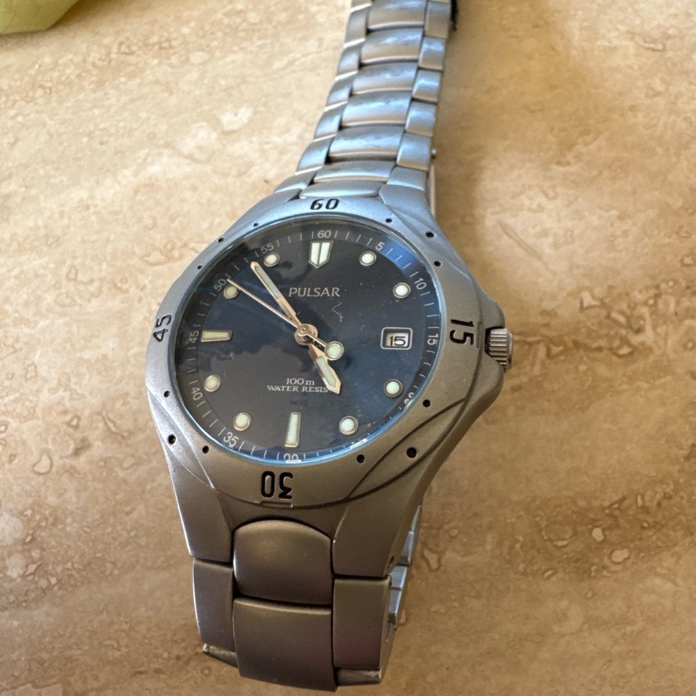 Pulsar Silver and Black Men's Watch